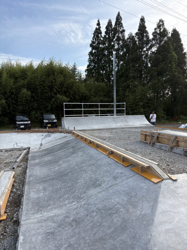 Skatepark in Mimata Town, Japan, with updated ramps and fresh layout as of April 2025.